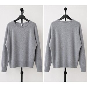 Halogen 100% Cashmere Sweater Gray Batwing Dolman Sleeve Soft Knit S